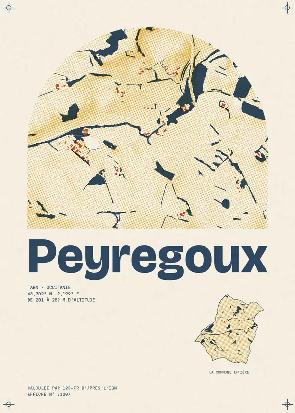 Affiche de Peyregoux, calculée par 123-fr d'après l'IGN