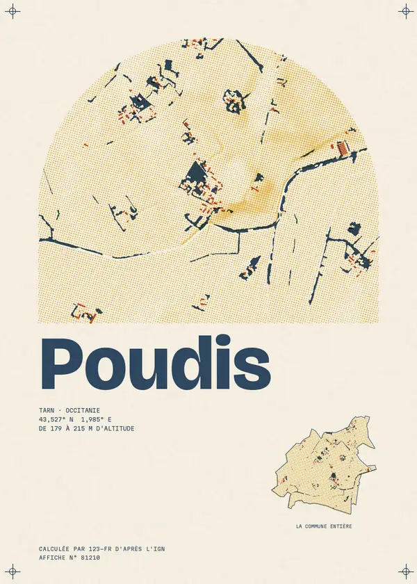 Affiche de Poudis, calculée par 123-fr d'après l'IGN