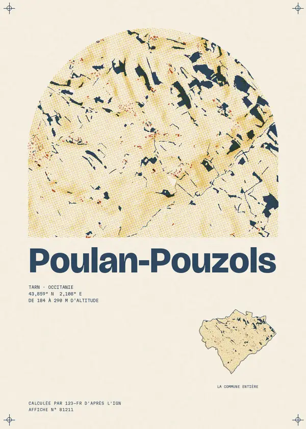 Affiche de Poulan-Pouzols, calculée par 123-fr d'après l'IGN