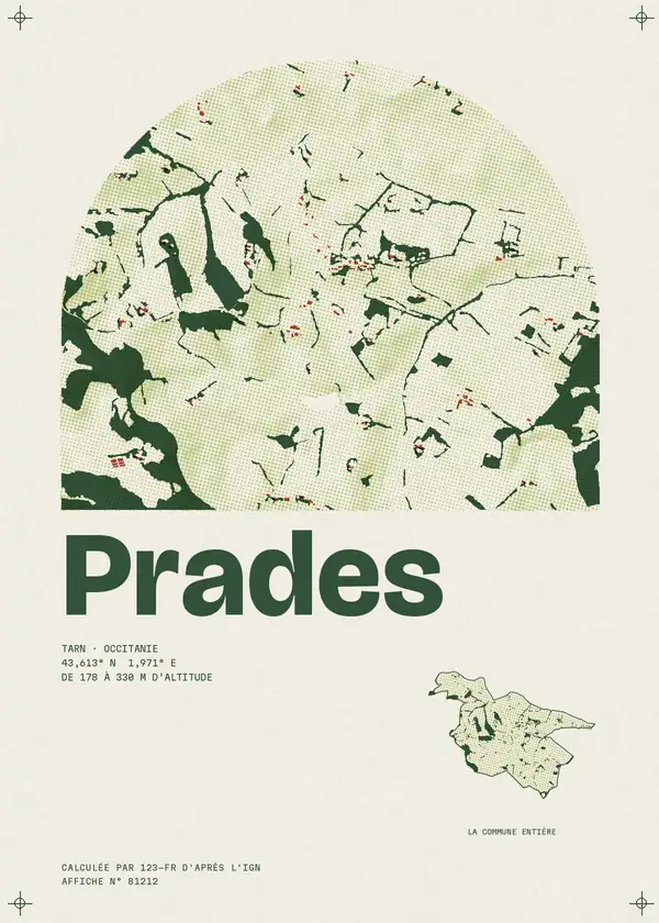 Affiche de Prades, calculée par 123-fr d'après l'IGN