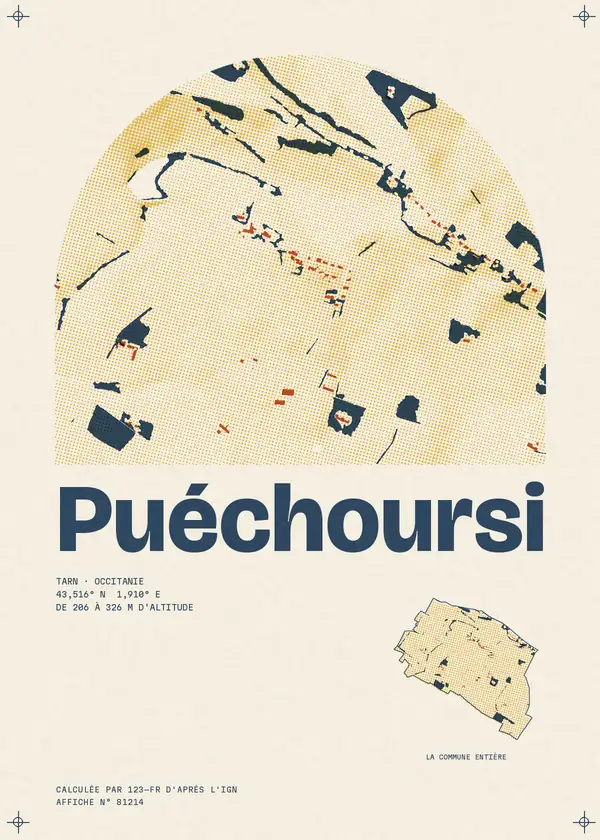 Affiche de Puéchoursi, calculée par 123-fr d'après l'IGN