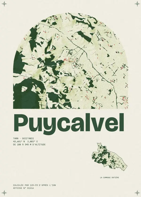 Affiche de Puycalvel, calculée par 123-fr d'après l'IGN