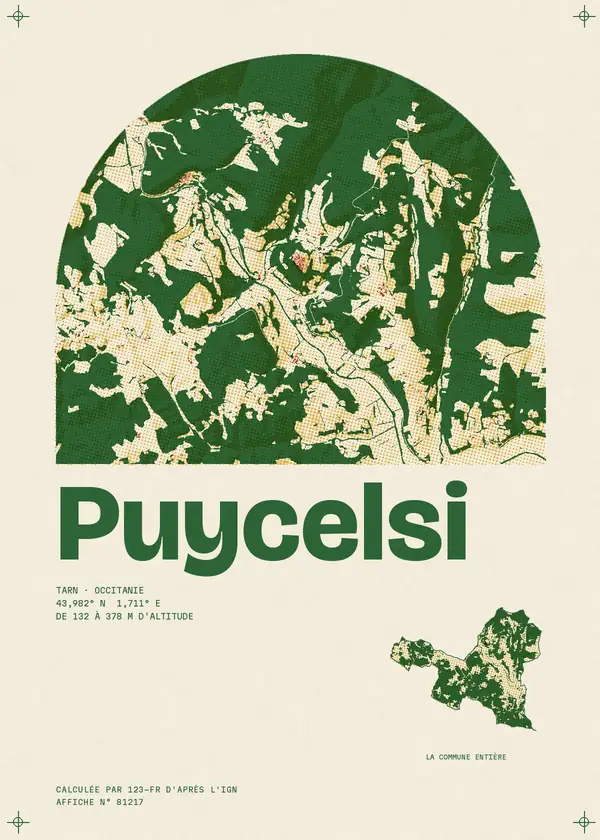 Affiche de Puycelsi, calculée par 123-fr d'après l'IGN