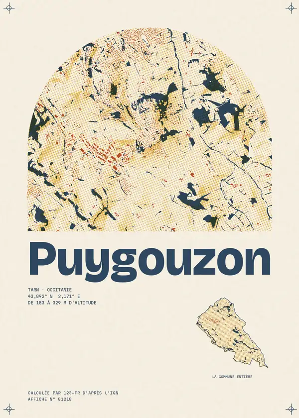 Affiche de Puygouzon, calculée par 123-fr d'après l'IGN