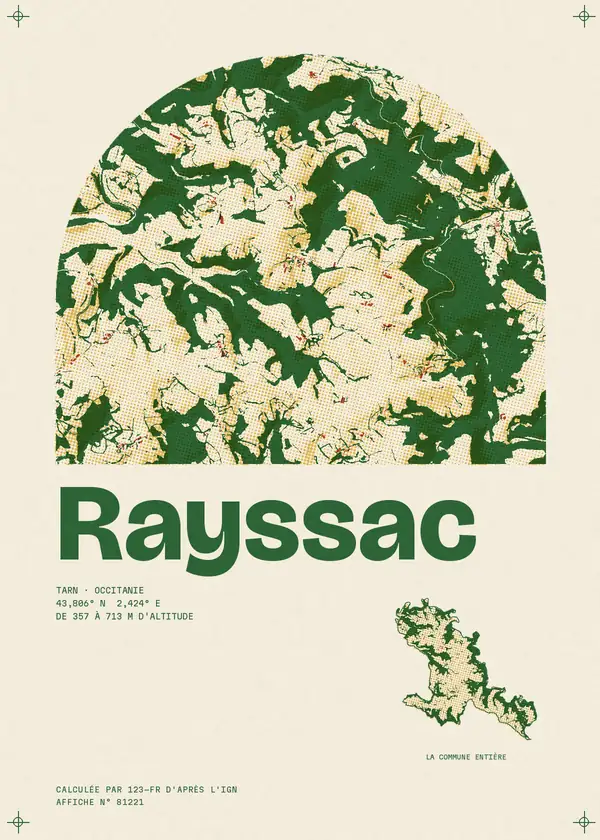 Affiche de Rayssac, calculée par 123-fr d'après l'IGN