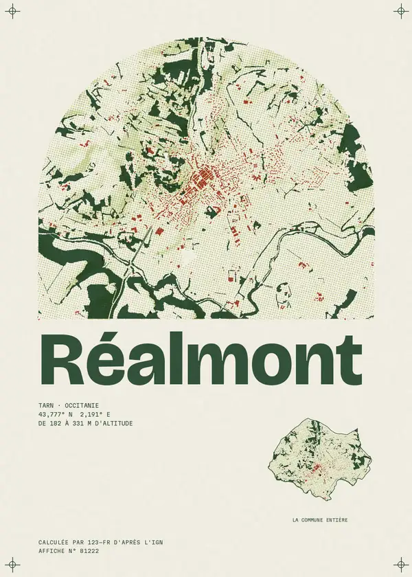 Affiche de Réalmont, calculée par 123-fr d'après l'IGN