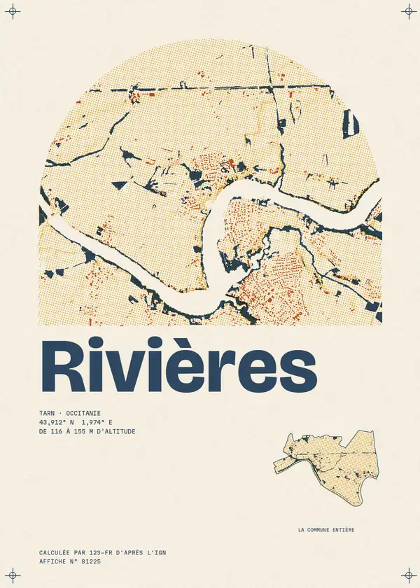 Affiche de Rivières, calculée par 123-fr d'après l'IGN