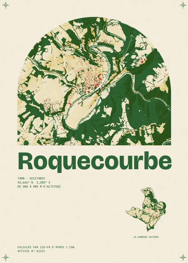 Affiche de Roquecourbe, calculée par 123-fr d'après l'IGN