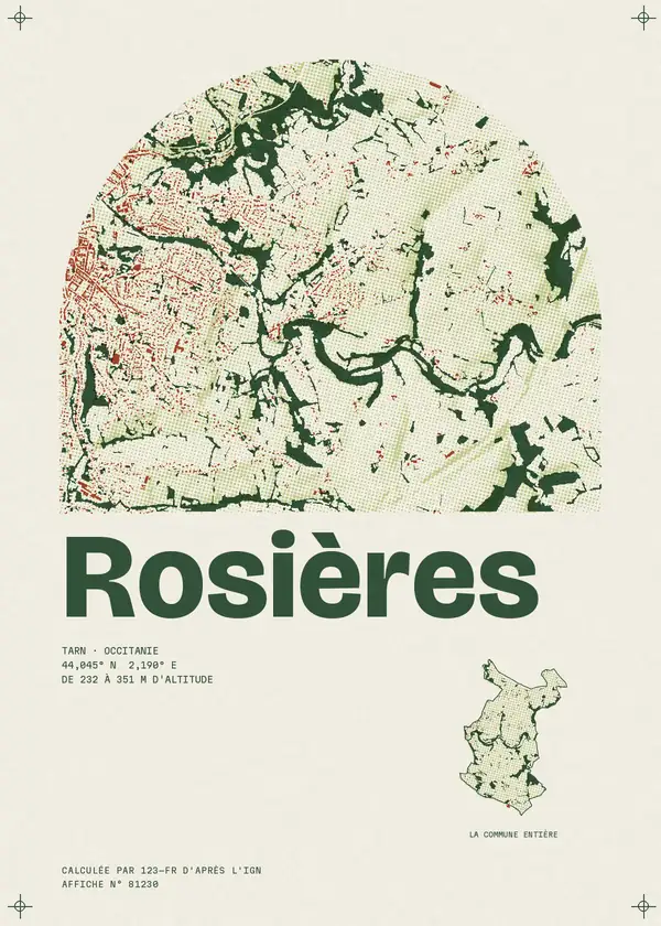 Affiche de Rosières, calculée par 123-fr d'après l'IGN
