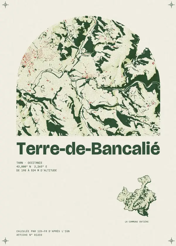 Affiche de Terre-de-Bancalié, calculée par 123-fr d'après l'IGN