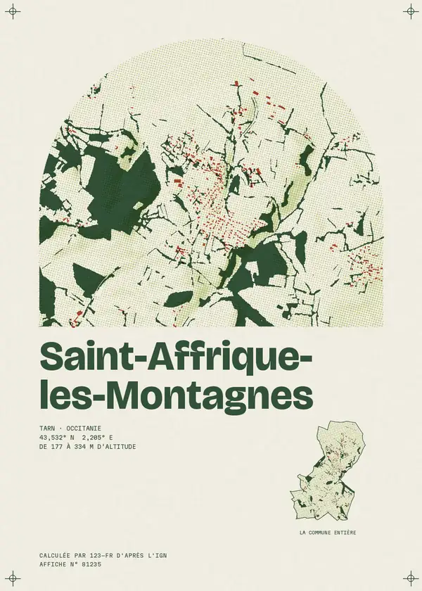 Affiche de Saint-Affrique-les-Montagnes, calculée par 123-fr d'après l'IGN