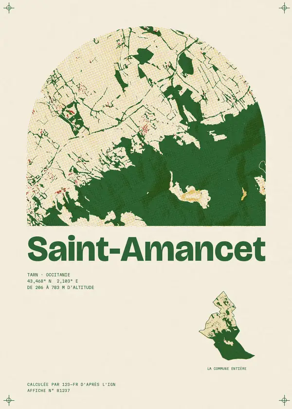 Affiche de Saint-Amancet, calculée par 123-fr d'après l'IGN