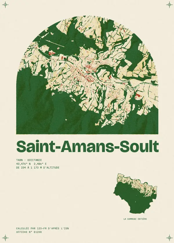 Affiche de Saint-Amans-Soult, calculée par 123-fr d'après l'IGN