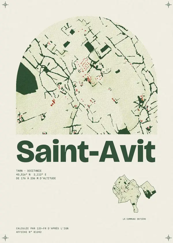 Affiche de Saint-Avit, calculée par 123-fr d'après l'IGN