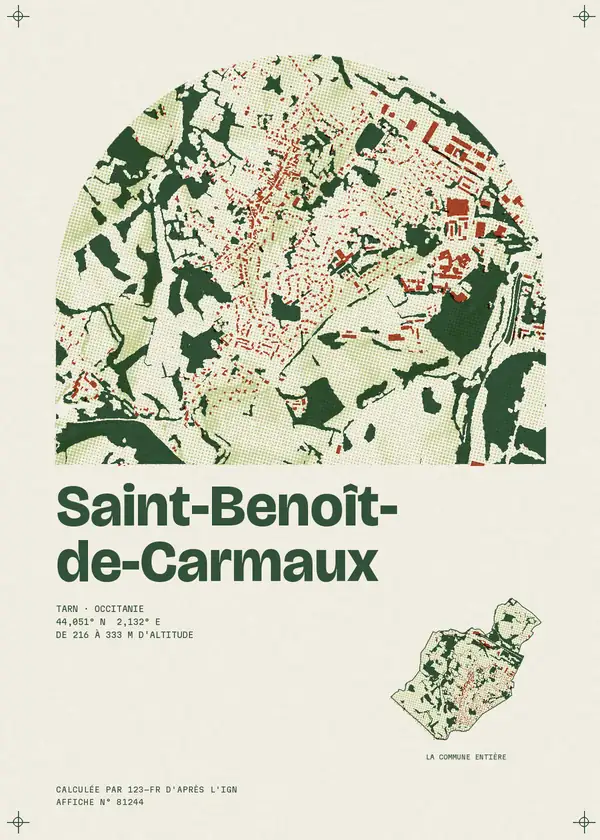Affiche de Saint-Benoît-de-Carmaux, calculée par 123-fr d'après l'IGN