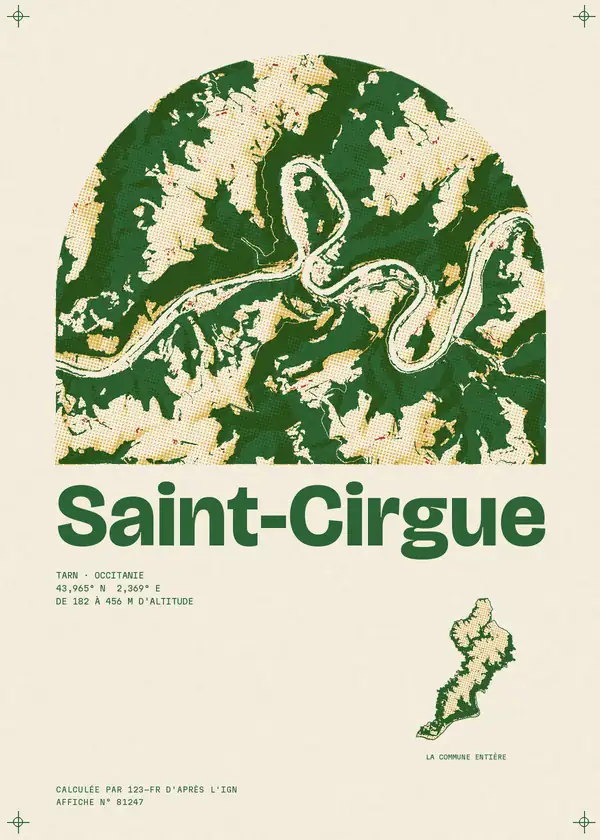 Affiche de Saint-Cirgue, calculée par 123-fr d'après l'IGN