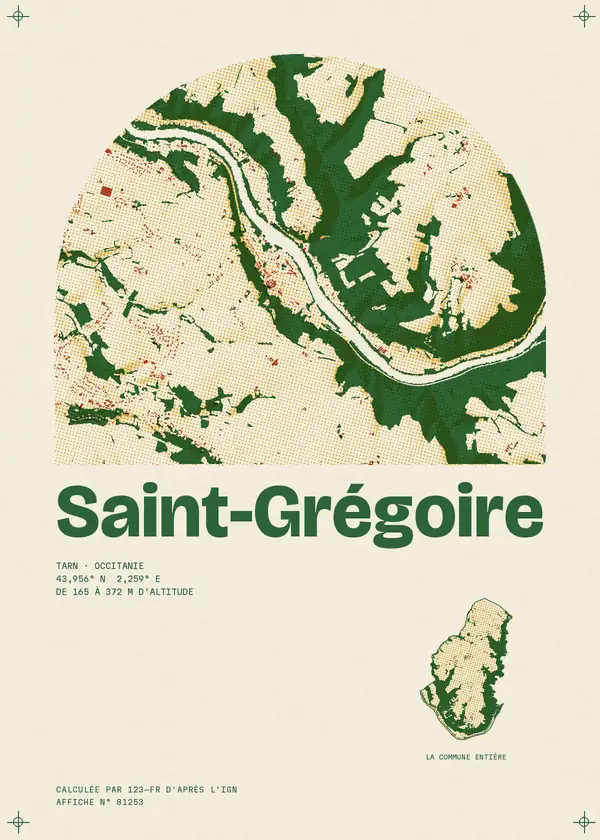 Affiche de Saint-Grégoire, calculée par 123-fr d'après l'IGN