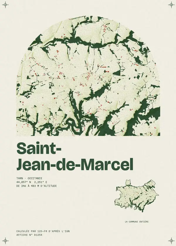 Affiche de Saint-Jean-de-Marcel, calculée par 123-fr d'après l'IGN