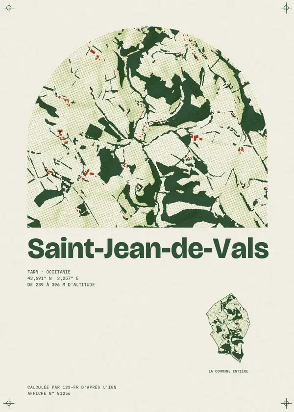 Affiche de Saint-Jean-de-Vals, calculée par 123-fr d'après l'IGN