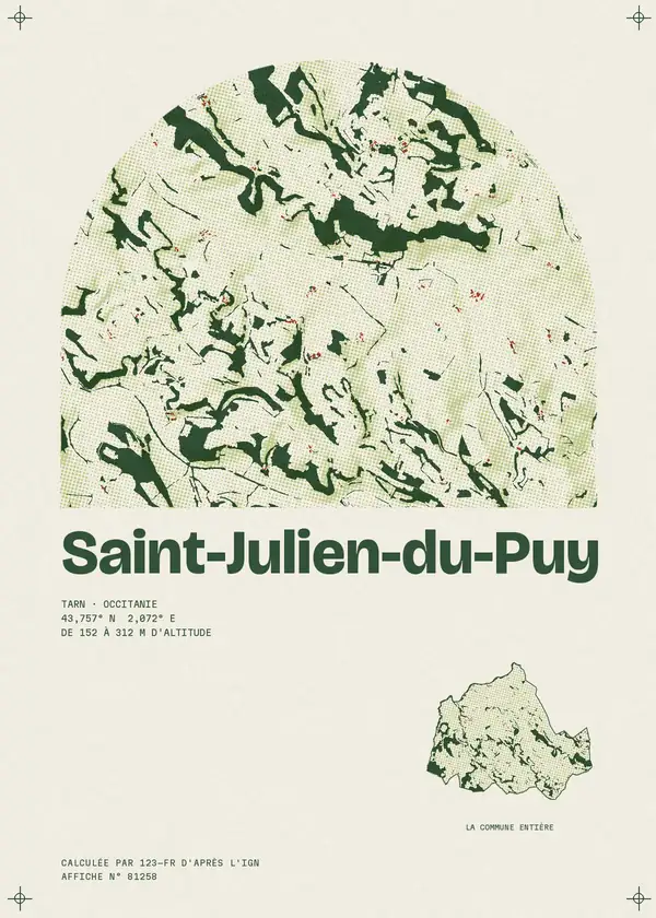 Affiche de Saint-Julien-du-Puy, calculée par 123-fr d'après l'IGN