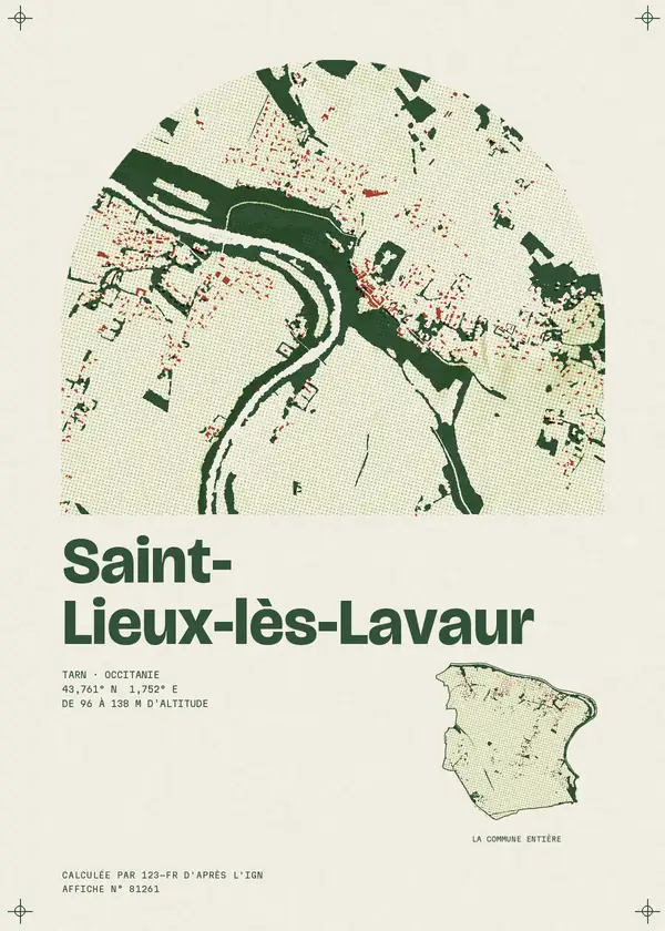Affiche de Saint-Lieux-lès-Lavaur, calculée par 123-fr d'après l'IGN