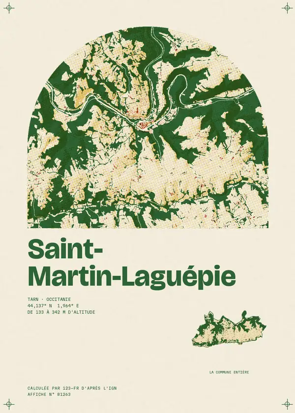 Affiche de Saint-Martin-Laguépie, calculée par 123-fr d'après l'IGN