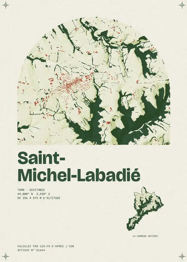 Affiche de Saint-Michel-Labadié, calculée par 123-fr d'après l'IGN