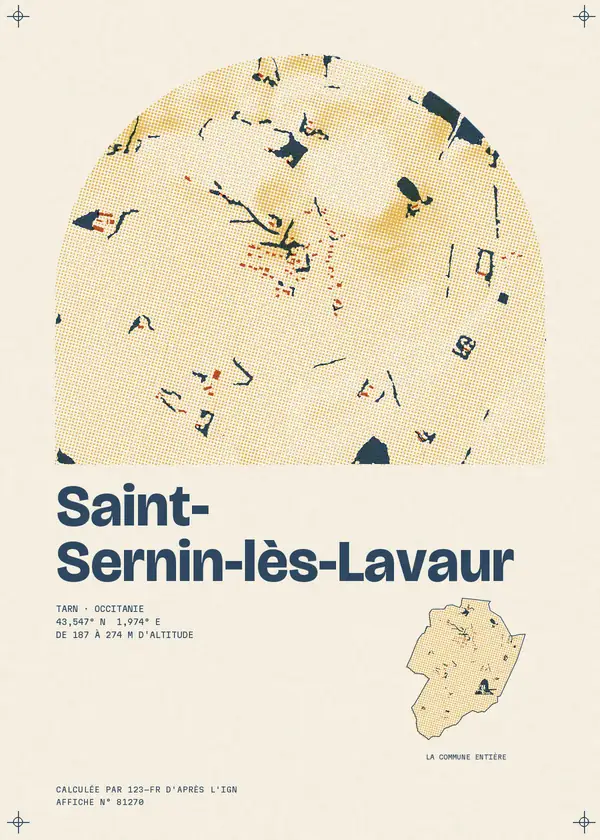 Affiche de Saint-Sernin-lès-Lavaur, calculée par 123-fr d'après l'IGN