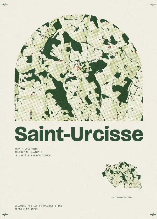 Affiche de Saint-Urcisse, calculée par 123-fr d'après l'IGN