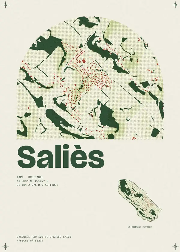Affiche de Saliès, calculée par 123-fr d'après l'IGN