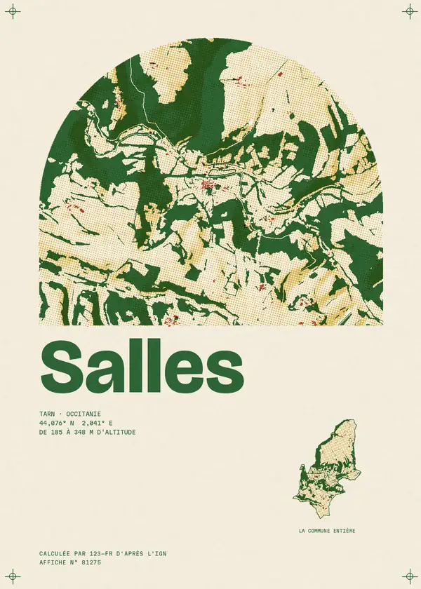 Affiche de Salles, calculée par 123-fr d'après l'IGN