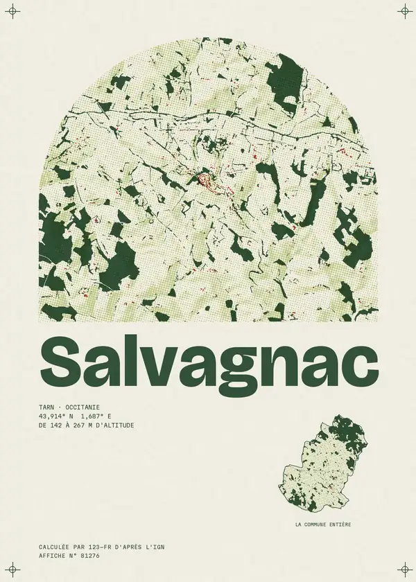 Affiche de Salvagnac, calculée par 123-fr d'après l'IGN
