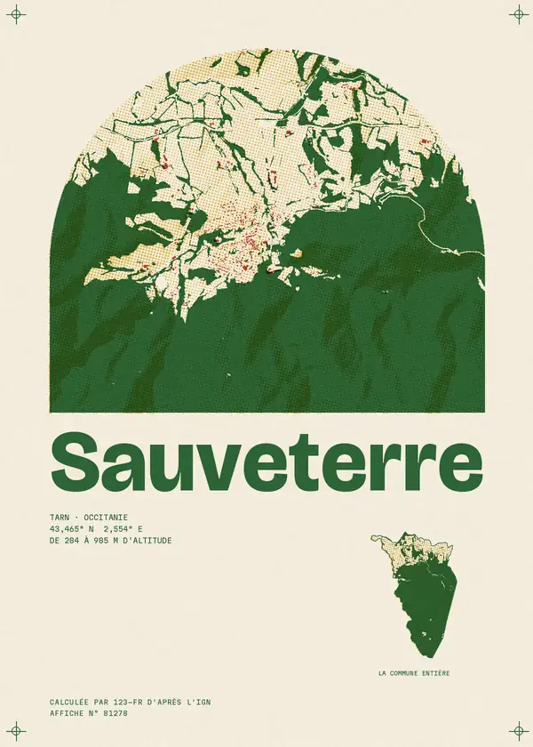 Affiche de Sauveterre, calculée par 123-fr d'après l'IGN