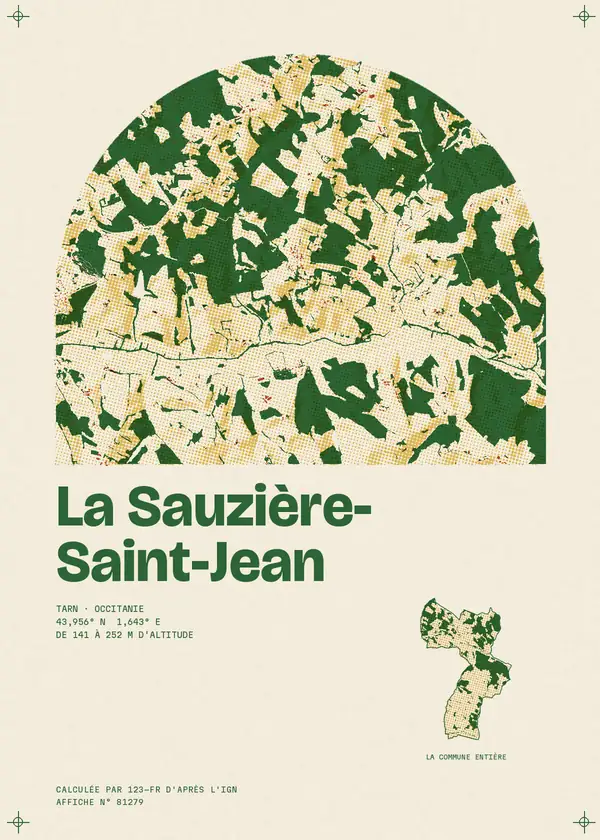 Affiche de La Sauzière-Saint-Jean, calculée par 123-fr d'après l'IGN