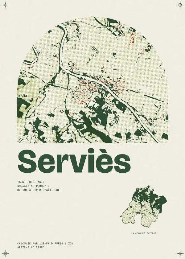Affiche de Serviès, calculée par 123-fr d'après l'IGN