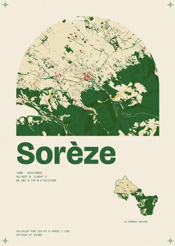 Affiche de Sorèze, calculée par 123-fr d'après l'IGN