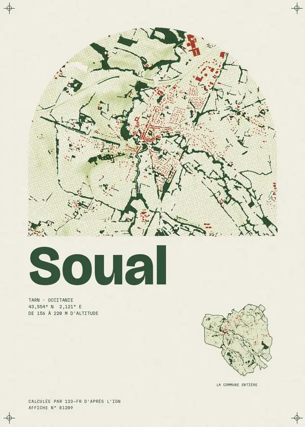 Affiche de Soual, calculée par 123-fr d'après l'IGN