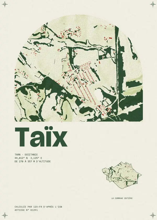 Affiche de Taïx, calculée par 123-fr d'après l'IGN