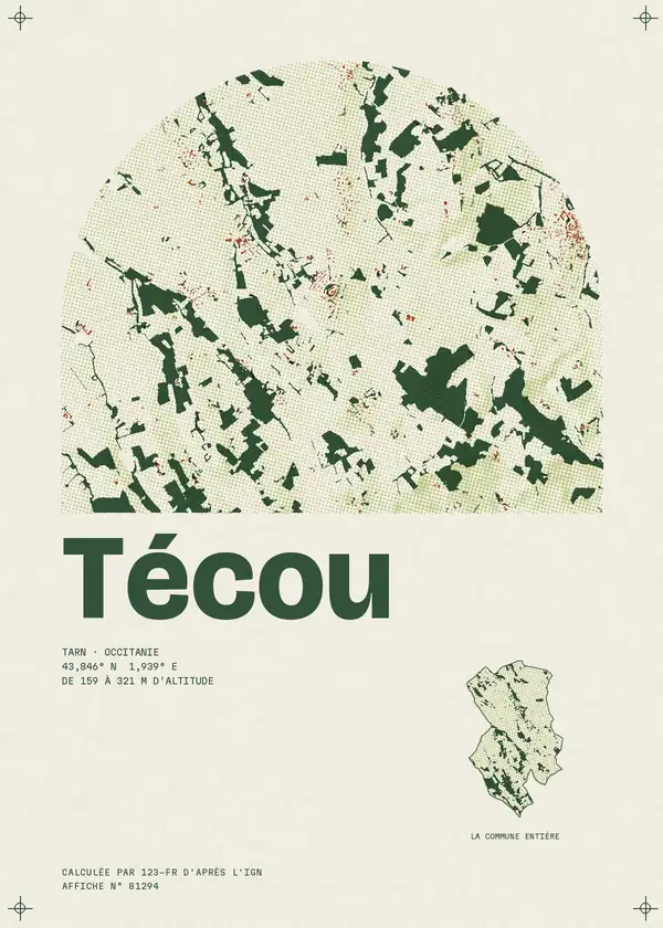 Affiche de Técou, calculée par 123-fr d'après l'IGN