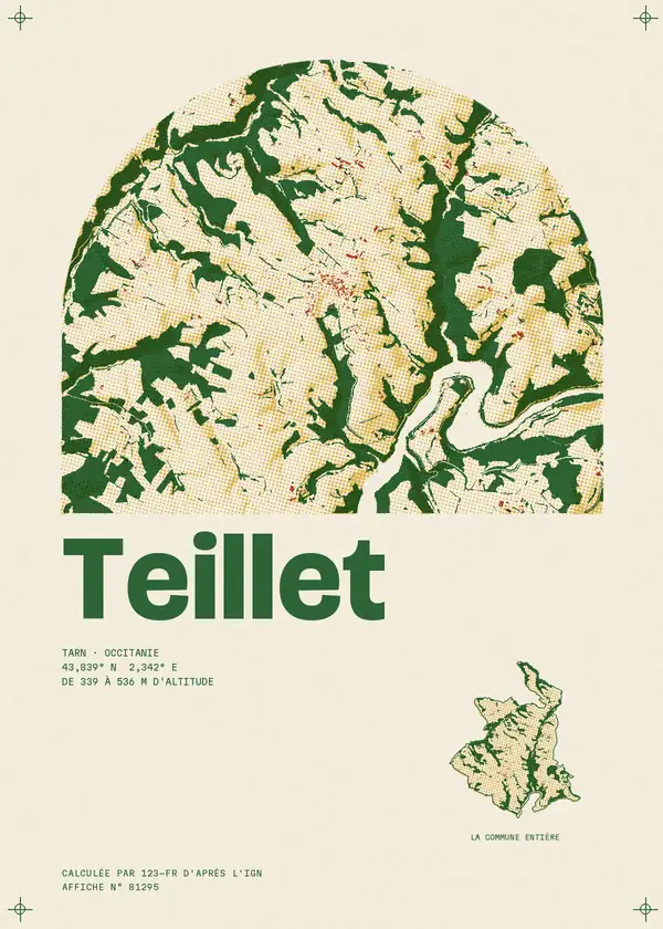 Affiche de Teillet, calculée par 123-fr d'après l'IGN