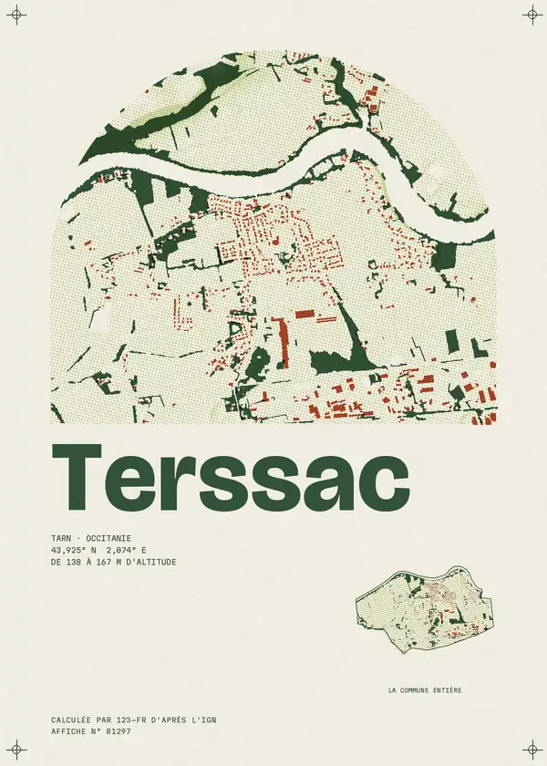 Affiche de Terssac, calculée par 123-fr d'après l'IGN