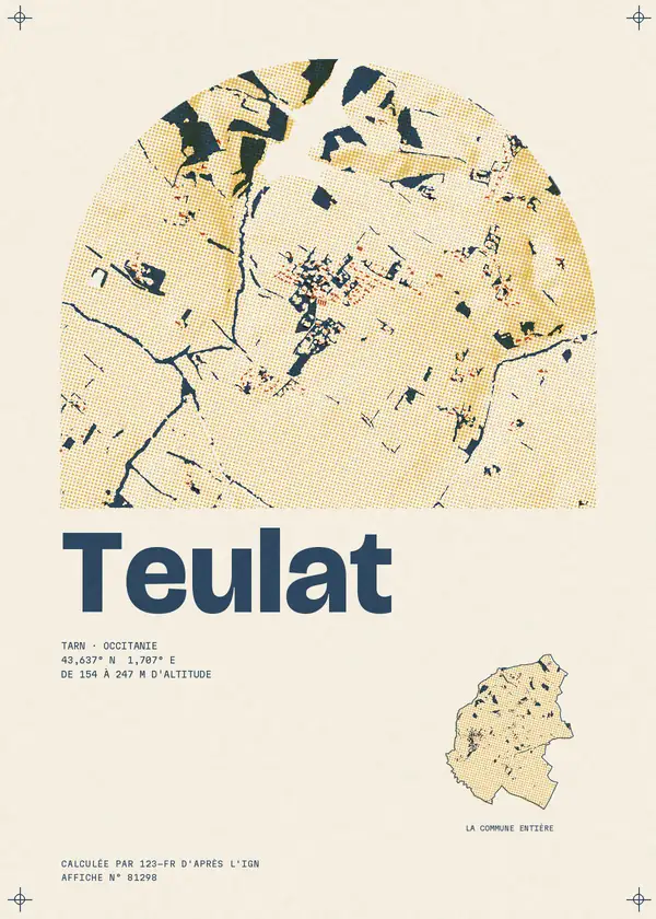 Affiche de Teulat, calculée par 123-fr d'après l'IGN