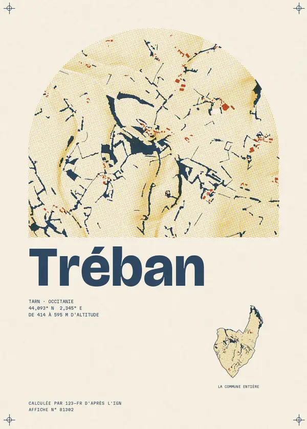 Affiche de Tréban, calculée par 123-fr d'après l'IGN