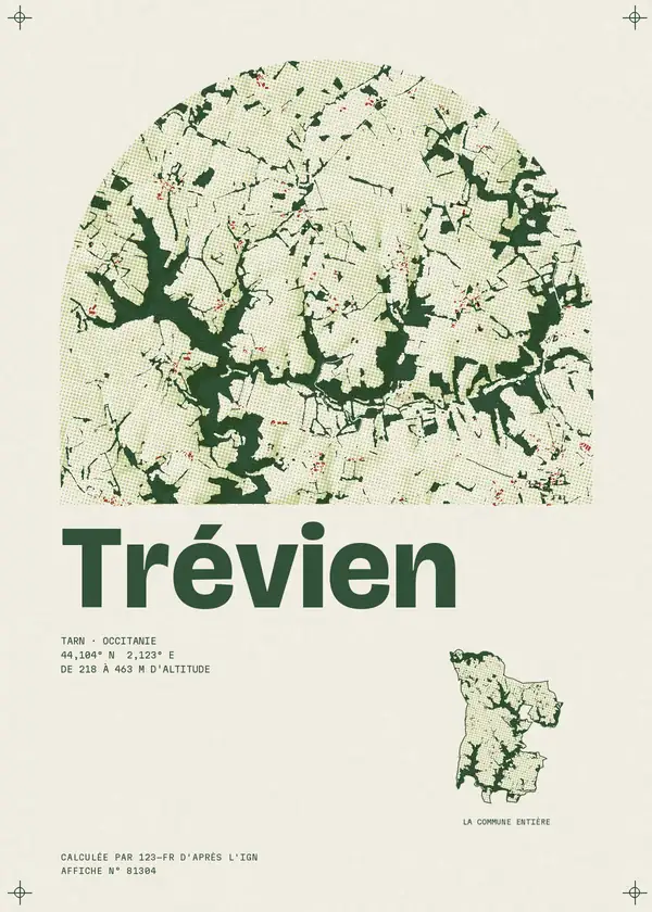 Affiche de Trévien, calculée par 123-fr d'après l'IGN