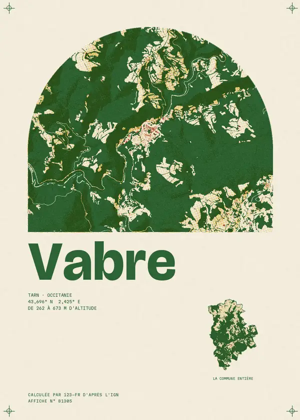 Affiche de Vabre, calculée par 123-fr d'après l'IGN