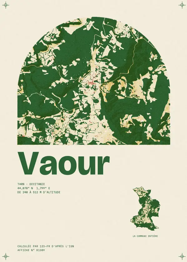 Affiche de Vaour, calculée par 123-fr d'après l'IGN