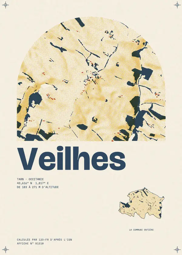 Affiche de Veilhes, calculée par 123-fr d'après l'IGN