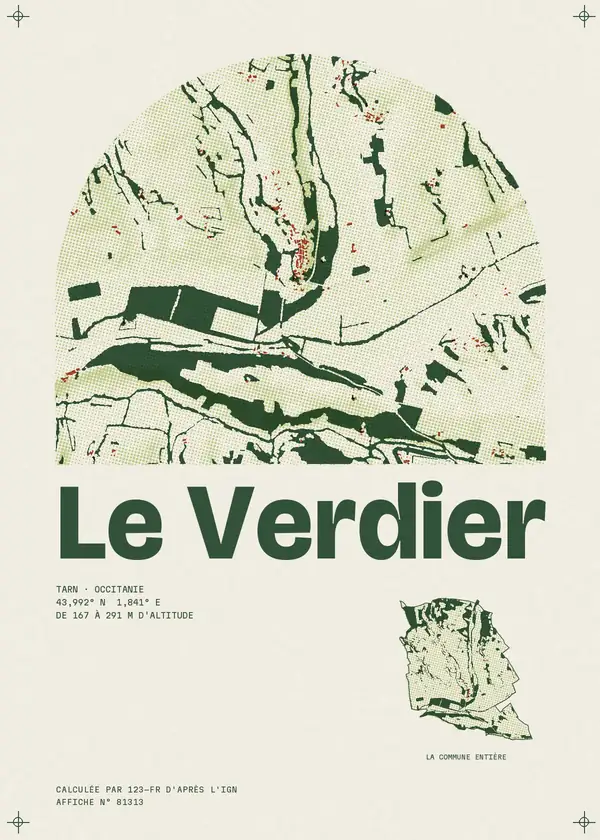 Affiche de Le Verdier, calculée par 123-fr d'après l'IGN