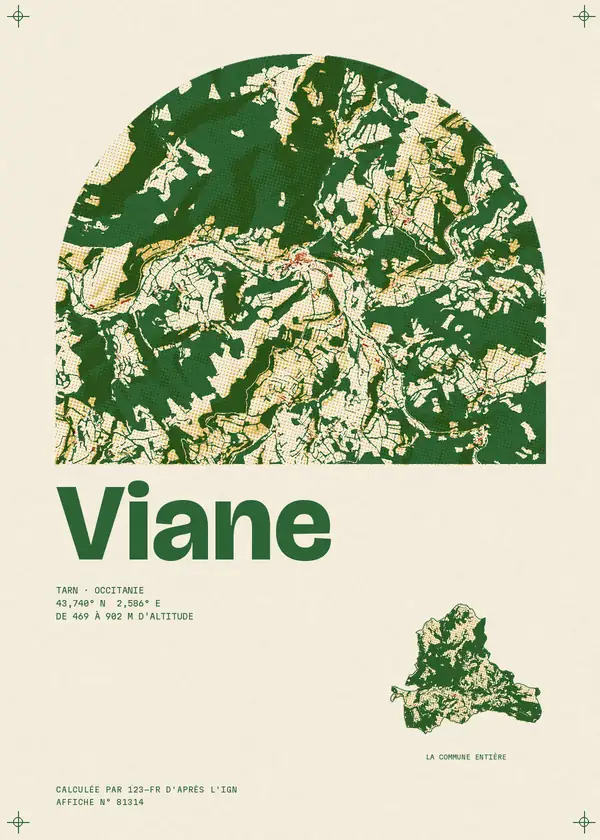 Affiche de Viane, calculée par 123-fr d'après l'IGN