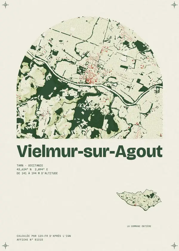 Affiche de Vielmur-sur-Agout, calculée par 123-fr d'après l'IGN